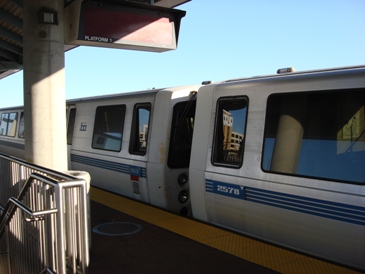 pict of BART at Pleasantan Dublin Station, California.